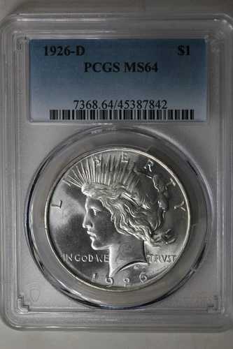 1926-D $1 PCGS MS64 平和ドル、1900年代の銀貨