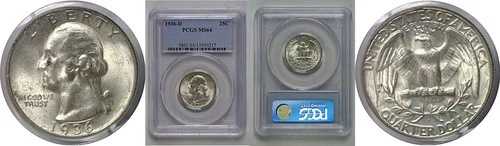 1936-D ワシントン クォーター PCGS MS-64
