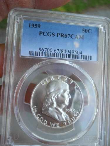 1959年 フランクリンハーフ PCGS PR67 カメオ ブリリアントホワイト PF67 カメオ フロスティ