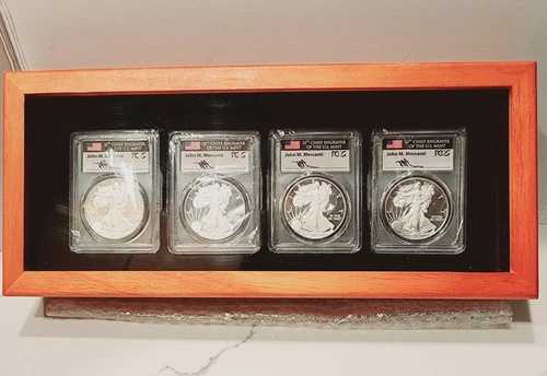 2018-W??4セット PCGS PR70 FDOI シルバーイーグル -Mercanti- デンバー、フィラデルフィア、DC、楽しい