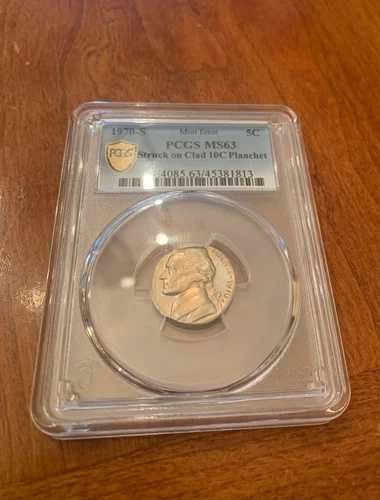 1970 年 S ニッケル クラッド 10C プランシェット - MS63 PCGS - 素晴らしい色、希少!