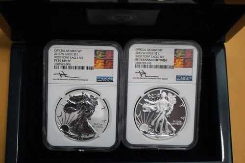 2013-W シルバーイーグル 2枚セット NGC PF70/SP70 リバース/エンハンスド ジョン・マーカンティ｜WORLD RESOURCE【QUEEN店】