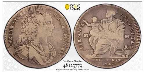 1747年 イタリア ナポリ 60g 銀貨 PCGS F15、KM-148