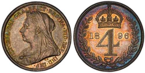 イギリス ヴィクトリア 1896年 AR 4ピース マウンディセット。PCGS PL66-PL65 S-3943