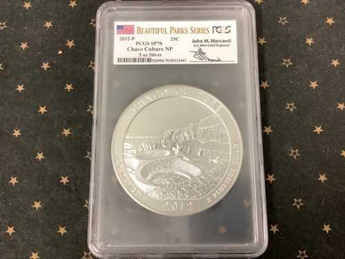 2012-P SP70 チャコ カルチャー ATB NP 5オンス シルバー PCGS SP70 - Mercanti サイン入り!