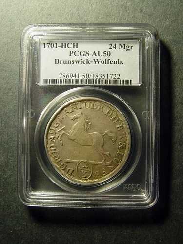 1701-HCH ドイツ州 BRUNSWICK-WOLFENB?TTEL 24 マリエングロッシェン PCGS AU50 シルバー