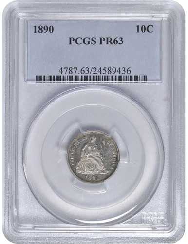 1890年 PCGS PR63 発行枚数590枚 プルーフ 座位ダイム 10セント