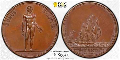 エジプト - フランス、フレジュス到着標本メダル 1799 (RC) PCGS SP 64、希少