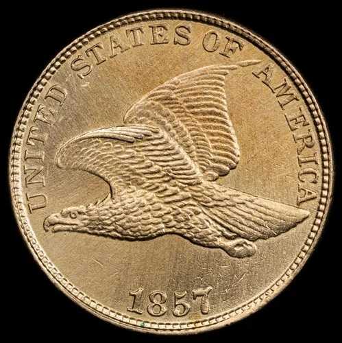 1857 フライング イーグル セント PCGS 正規品 AU++ 状態 スムージング済み (BU に見えます!)