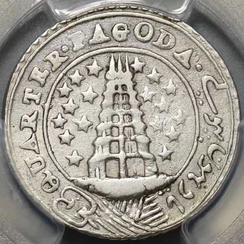 1808年 PCGS VF 30 マドラス 1/4 パゴダ 英国ヴィシュヌ銀貨 (21052001C)