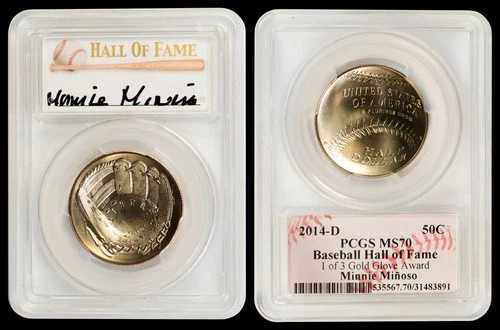 2014-D クラッド 50セント 野球 PCGS MS70 - ゴールドグローブ (1/3) - ミニー・ミノーソ