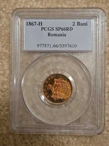 ルーマニア 2 BANI 1867-H HEATON PCGS SP66RD スペシメン レッド キャロル I スペシメン コイン PQ!