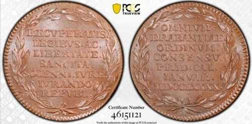 1790年 オーストリア＝ネーデルラント反乱 ジェトン PCGS MS 66 BN