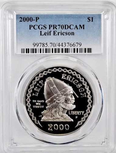 2000年 リーフ・エリクソン シルバーダラー PCGS PR70??完璧な品質??