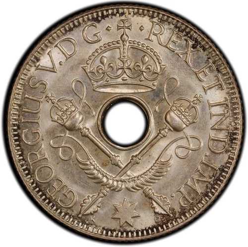 ニューギニア：1935年 1シリング PCGS MS67 ? PCGS MS67は1枚のみ、NGC MS67は3枚、それ以上のものはなし