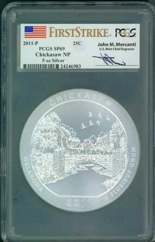 2011-P チカソー ATB 5オンス シルバー PCGS SP69 ファーストストライク FS マーカンティ