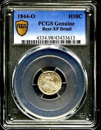 1844-O 10セント 着席自由の女神像 ハーフダイム - PCGS 純正ベント XF 詳細 CC339