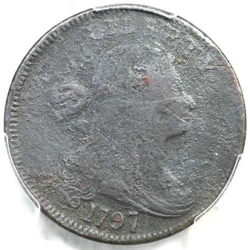 1797 NC-2 R-6 PCGS F 詳細 Rev. 97、ステムドレープバストラージセントコイン 1セント