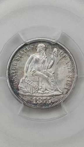 1875年 着席リバティダイム PCGS MS65