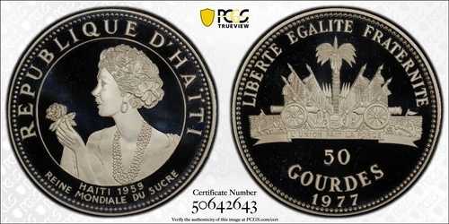 ハイチ 1977年 50グールド 砂糖の女王 PCGS PF68 DCAM 発行枚数602枚