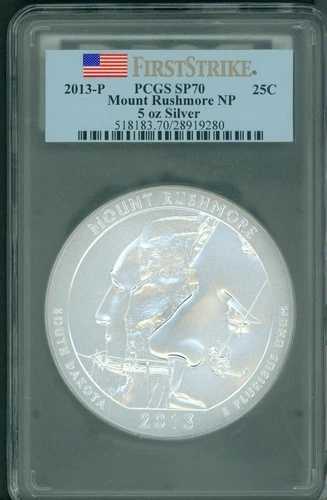 2013-P マウントラシュモア NP ATB 5オンス シルバー PCGS SP70 ファーストストライク FS F.S.