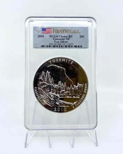 2010年 ファーストストライク PCGS チョイス BU ヨセミテ NP 5オンス シルバー ATB コイン
