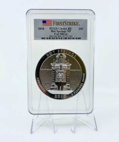 2010年 ファーストストライク PCGS チョイス BU ホットスプリングス NP 5オンス シルバー ATB コイン