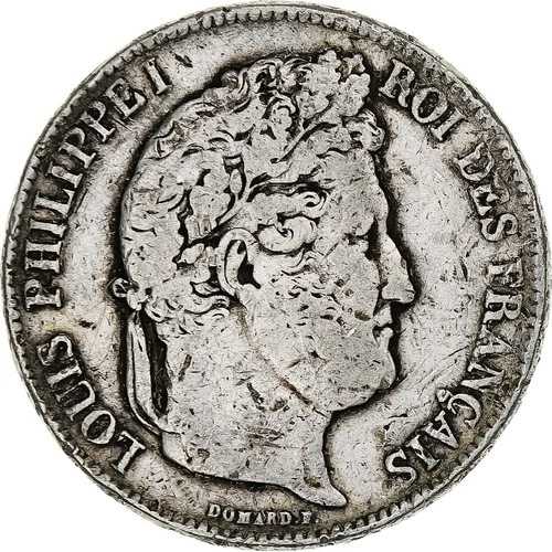 [#1210358] フランス、5フラン、ルイ・フィリップ、1840年、リヨン、銀貨、F(12-15)、KM:74