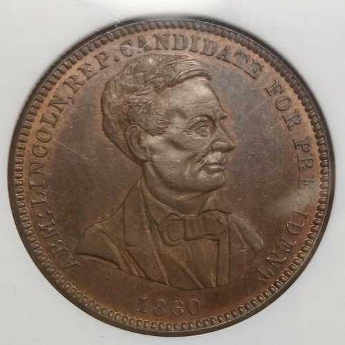 エイブラハム・リンカーン 1860年戦役勲章、デウィット AL-1860-51、NGC MS-63RB