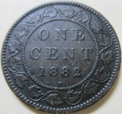 1882年 H カナダの大型1セント硬貨#1 非常に希少で見事な外観