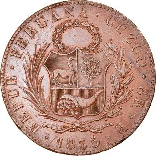 [#879126] コイン, ペルー, 8 Reales, 1835, Cuzco, Essai de Thonnelier, AU, Copper, KM