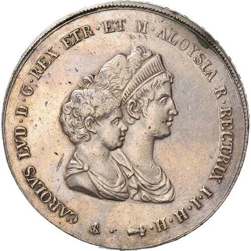 [#970845] コイン、イタリア諸州、トスカーナ、シャルル・ルイ、10リラ、1807年、AU(55-58)