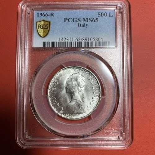 1966年イタリア500レディーシルバーコイン(プルーフ)、良好な状態保証 / 11|WORLD RESOURCE【QUEEN店】
