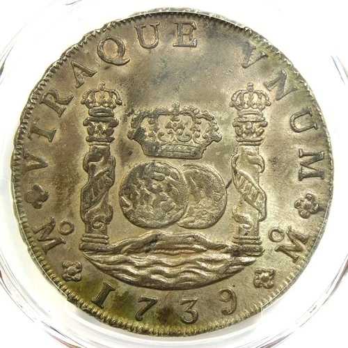 1739年メキシコピラードル8レアル銀貨（8R）-PCGS AU認定詳細