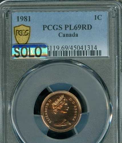 1981年 カナダセント PCGS PL69 RD MAC SOLO 最高グレード＆スポットレス *