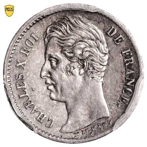 モネ フランス - シャルル 10 世 - 1/4 フラン - 1828 L バイヨンヌ - PCGS AU 55-