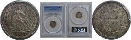 1857-O 自由の女神像半ダイム PCGS MS-63