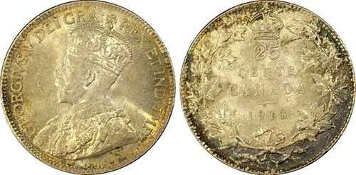 1918年カナダ25セントPCGS MS65
