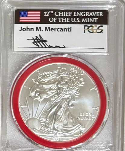 2011 S シルバーイーグル PCGS MS70 マーカンティ MES エングレーバー 25周年記念 ファーストストライクセット
