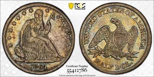 1864年 自由の女神像 半ドル硬貨 PCGS XF40 希少年号