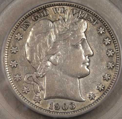 1903-O バーバー ハーフ ドル 50 セント PCGS 認定 XF45 I グレード AU!