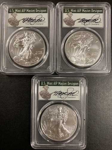 2017-W PCGS SP70 バーニッシュドシルバーイーグル（3枚セット）クリーブランド FDOI