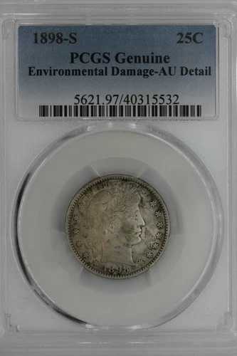 1898-S .25 PCGS 純正環境損傷詳細バーバークォーター