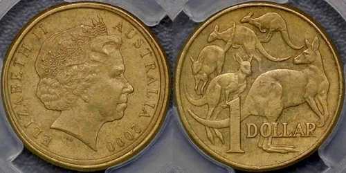 2000年 1ドルミュール（表面10セント） - PCGS AU55 231,000円