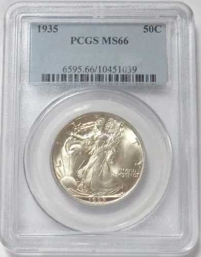 1935年 アメリカ ウォーキング・リバティ ハーフドル 50セント WLH コイン PCGS ミント ステート 66
