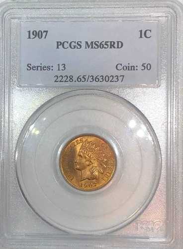 1907年インディアンヘッドセント PCGS MS65RD ブリリアント未流通ペニー|WORLD RESOURCE【QUEEN店】