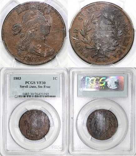 1803 1セント S-247 小型日付 小型フラック ドレープ胸像 大型セント PCGS VF 30｜WORLD RESOURCE【QUEEN店】 165,550円