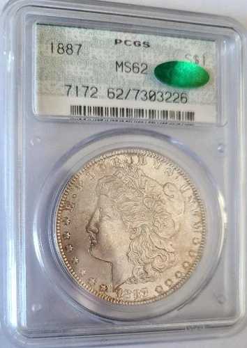 1887-P $1 PCGS MS 62 + CAC オールドグリーン ドイリーホルダー OGH モルガン シルバードル PQ+++｜WORLD RESOURCE【QUEEN店】