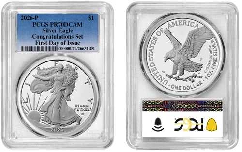 2026年以前のPシルバーイーグル1ドル、PCGS PR70DCAM発行初日おめでとうございます。#1｜WORLD RESOURCE【QUEEN店】