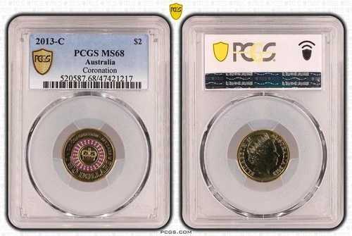 オーストラリア 2013 C ミントマーク コロネーション 2 ドルコイン PCGS MS68 #1217